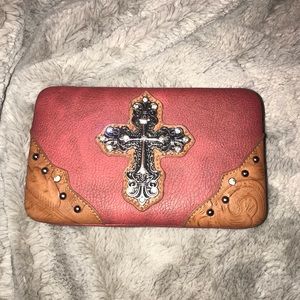 Western style Cross Hard Clutch Wallet